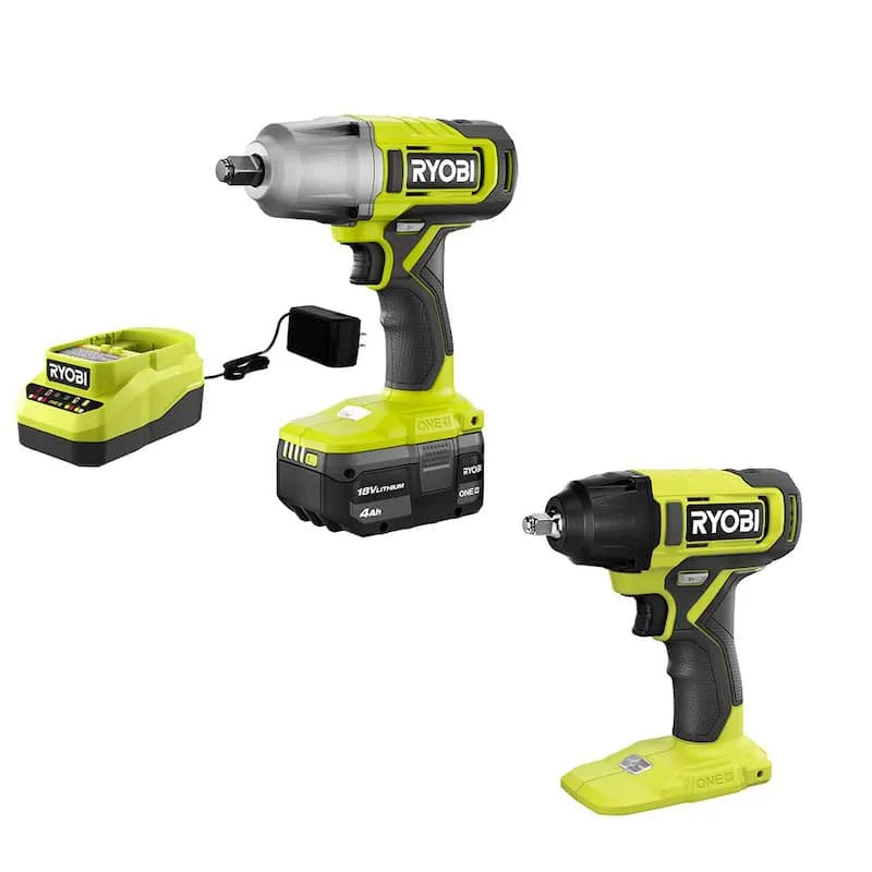 2-outil Kit de Combo à 2 outils RYOBI, sans fil, 18V, 1/2 po, 8 po, 4, 0 Ah Batterie, Clé d'impact, 2 in, 8 in, 4.0 Ah