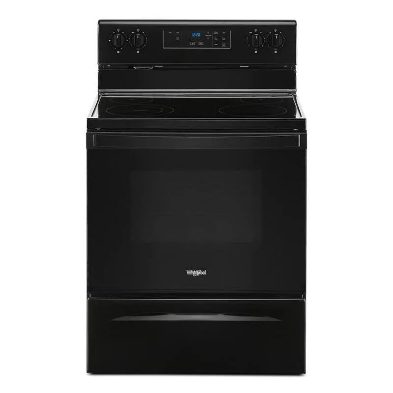 Gamme électrique Whirlpool, 30 po, 5, 3 pi, 4 brûleurs, noir, 30 in, 5.3 cu. ft