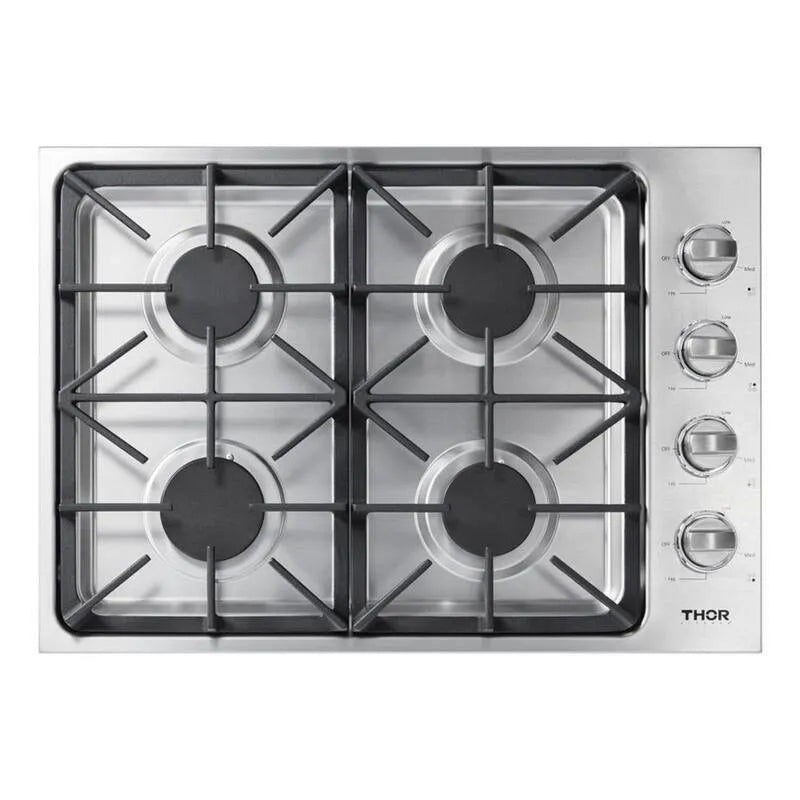 Cuisinière à gaz, 30 po, Acier inoxydable, Surface de cuisson de comptoir scellée, 30 in, Tables de cuisson à gaz