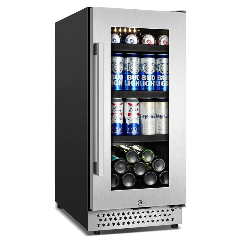 15 po, Acier inoxydable, 15 po, canette sans soudure Zone unique intégré/autoportant Refroidisseur de boissons avec serrure à l'épreuve des enfants, 12 oz, 15 in