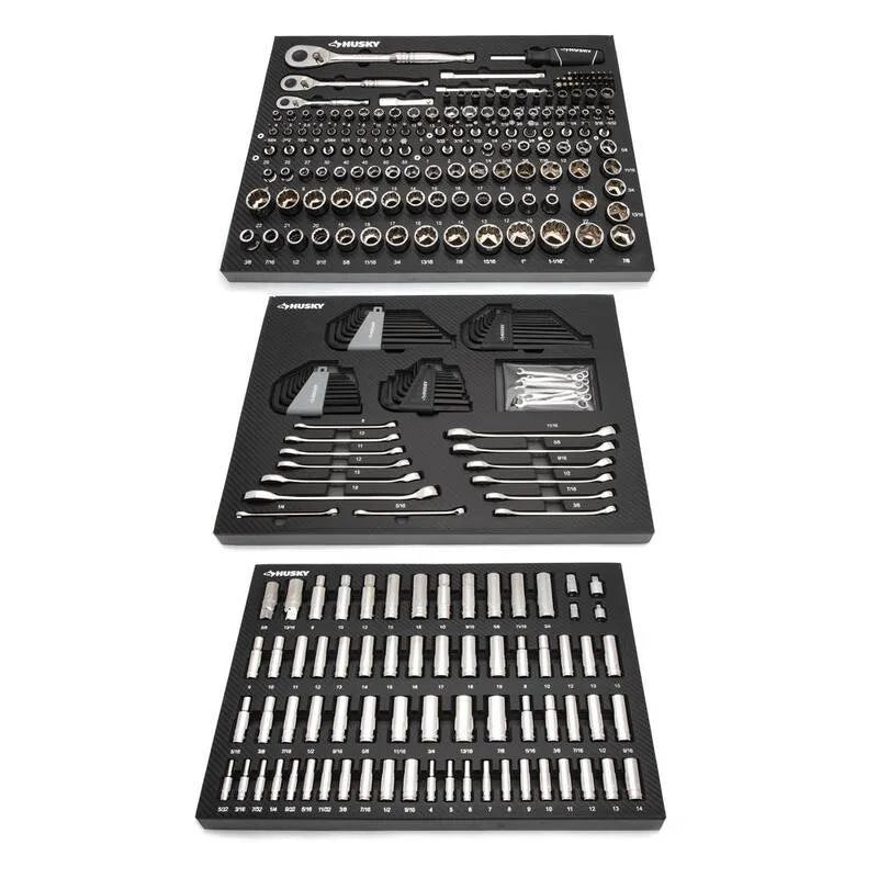 Husky 290 pièces, jeu d'outils de mécanique dans les bacs EVA