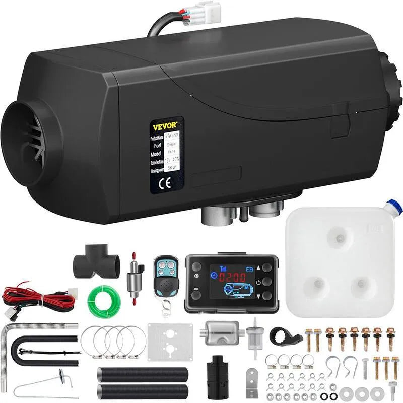 12-Volt 12 Volts, 5KW Air Diesel Heater Parking Diesel Heater LCD Switch 5KW Diesel Heater Muffler pour RV Motorhome Trailer Trucks, 5KW