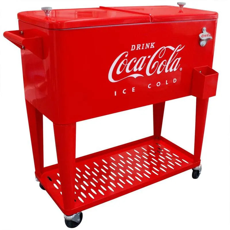 avec bac, 80 Qt, 80 Qt Refroidisseur en métal emboissé Coca-Cola