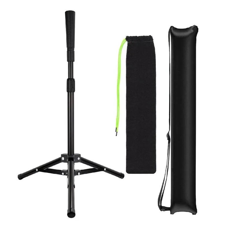Support de trépied portable, Batterie de baseball avec sac de transport et sac à sable en extérieur noir, extérieur