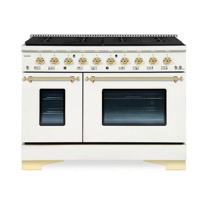 Four double four à combustion de la gamme de carburant double 48-in, 8-Burners, CLASSIQUE, Blanc