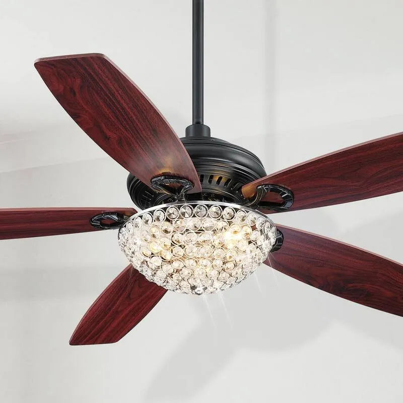 Ventilateur de plafond, 52 po, Télécommande, Moteur DC, Intérieur, Noir, 52 in