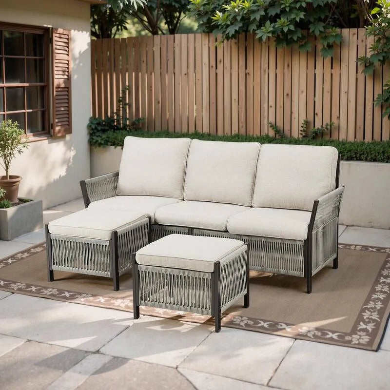 Canapé extérieur, Patio, Ottomans, Nyajia, Beige, Salon