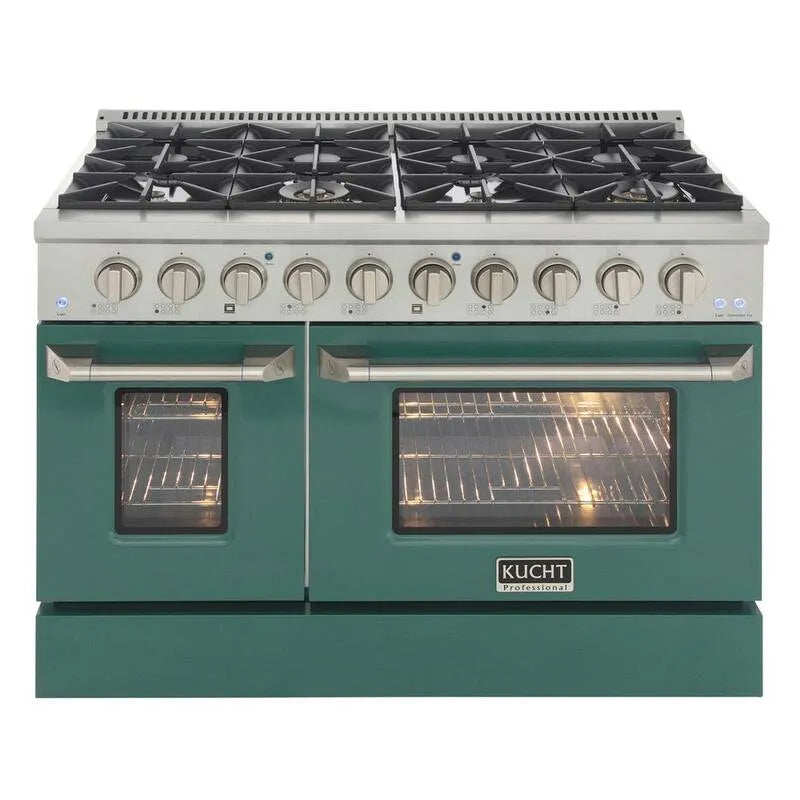 Gamme de gaz commercial, 48 po, 6, 7 pi, 8 brûleurs, acier inoxydable, propane liquide, pro-style, vert, 48 in, 6.7 cu. ft