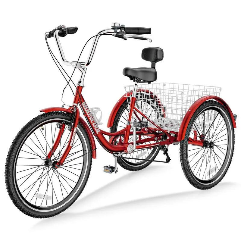 7-vitesses 3-Wheel, 20 po, 7-Vede, rouge de vin, 20 po. Tricycles de vélo adultes de 7-Vede Trike avec panier d'achats, 20 in