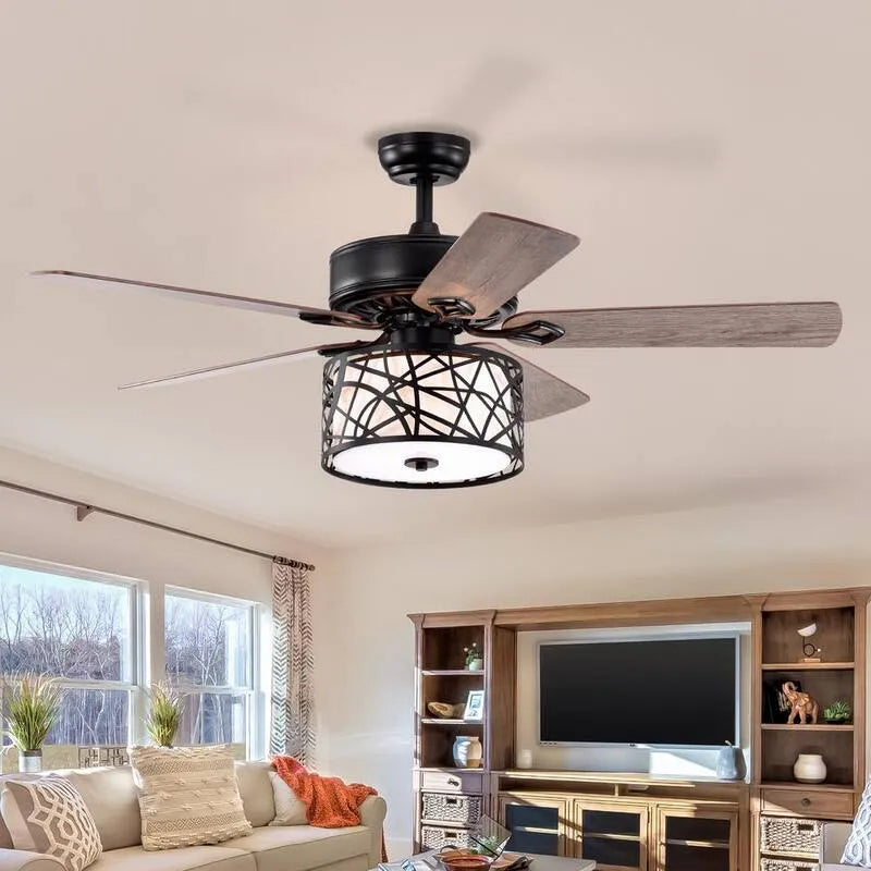 Ventilateur de plafond 5-Dual, 52 po, télécommande, sans ampoule, intérieur, réversible, avec télécommande, noir, 52 in