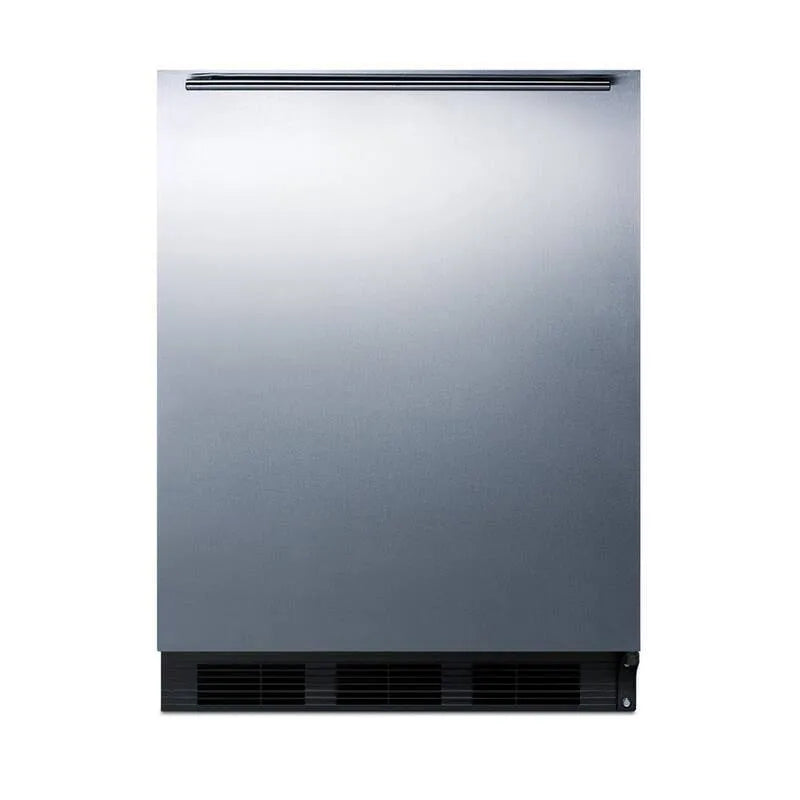 Réfrigérateur, 5, 1 m2, acier inoxydable, appareil de stockage des aliments congelé, 5.1 cu. ft, Armoire noire/Porte en acier inoxydable, Mini-réfrigérateurs