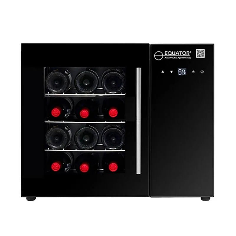 22in. 12 bouteilles 12 bouteilles, 22 po. Zone de température unique de comptoir/Wall-Mounted Boissons et vin refroidi noir avec porte en verre anti UV, 22 po