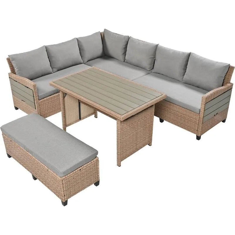 Canapé Sectionnel, 5 pièces, extérieur, brun, salon Siège modulaire, 5 pièces