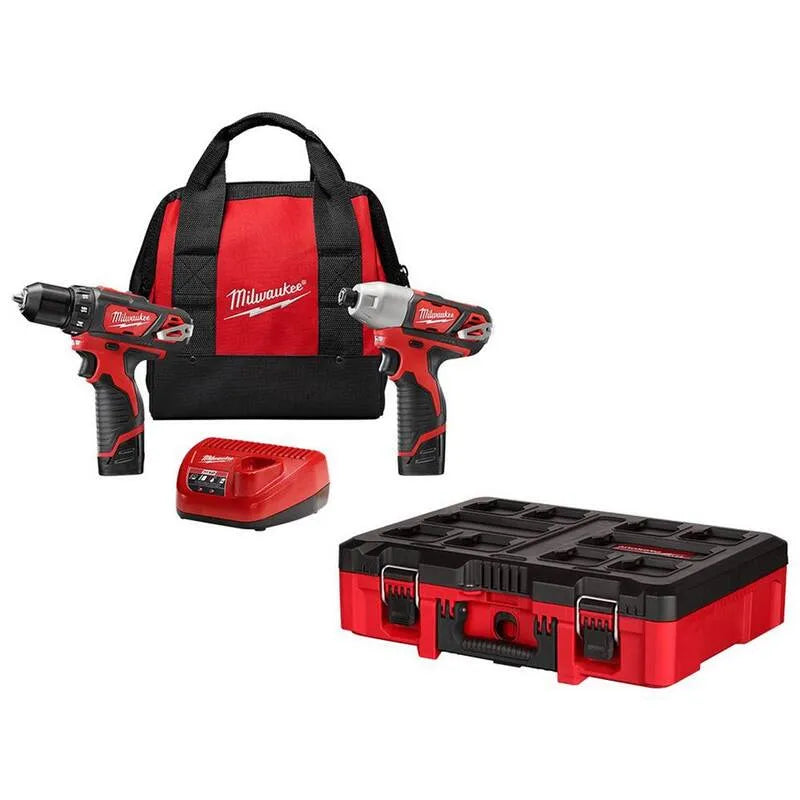 2-outil Milwaukee M12 12V Lithium-Ion 2-outil sans fil perceuse, avec/PACKOUT Boîte à outils personnalisable, conception sans fil
