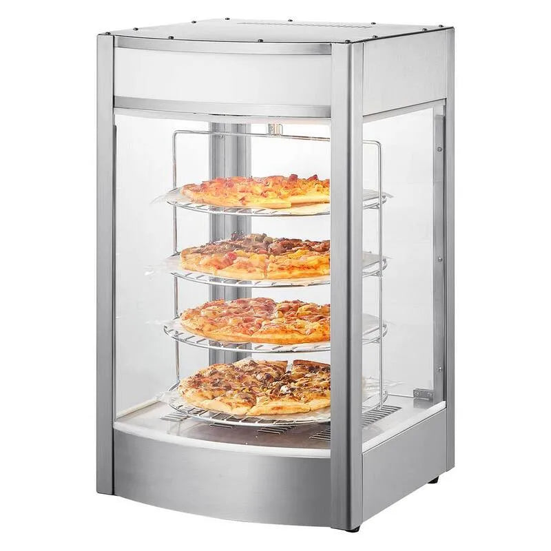 Display168, Serveur de buffet argent avec chauffe- pizza 4-Tier avec chauffage à vapeur rotatif, affichage de la chaleur alimentaire commerciale168 Qt, Commercial