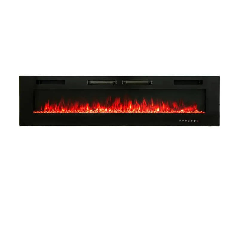 72 po, 72 po. Foyer électrique autoportant à ressort ultra-mince, en noir avec flammes multi-couleurs, amovible au mur, 72 in