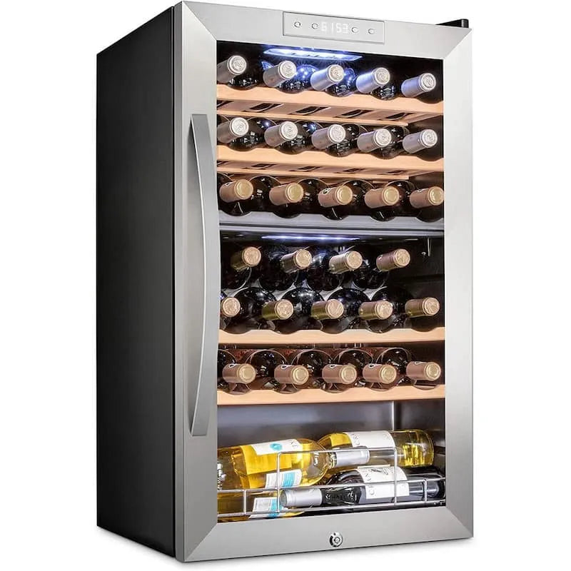 Réfrigérateur 33 bouteilles, Cuisine double-boîte, Vin, Refroidisseur de position libre double zone avec serrure