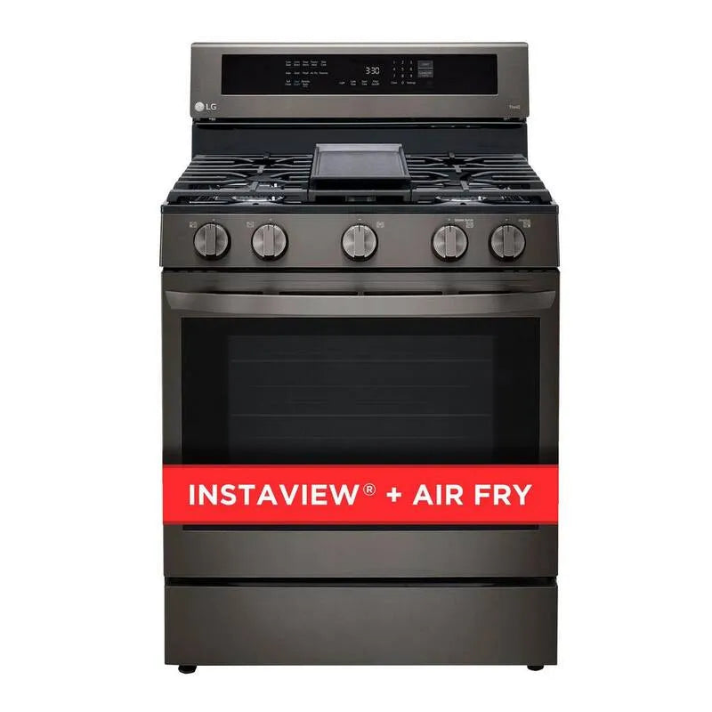 Gamme de gaz LG, 5. 8 pi, Acier inoxydable, Cuisson Convection, Noir, 5.8 cu. ft
