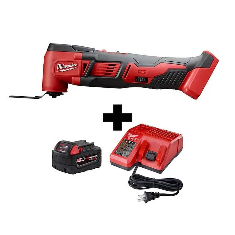 Kit de démarrage Milwaukee 5. 0Ah, 18V, 5. 0Ah Batterie et chargeur, sans fil, M18, 5.0Ah, Rouge, Outils à oscillation