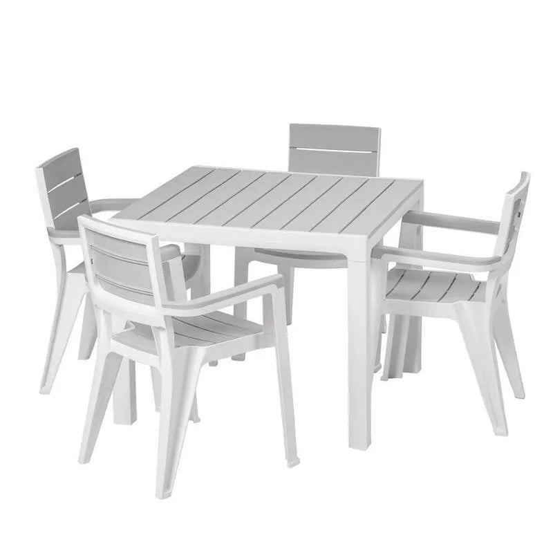 5 pièces Table carré 5 pièces, Madère, Intérieur, Extérieur, Blanc, Gris