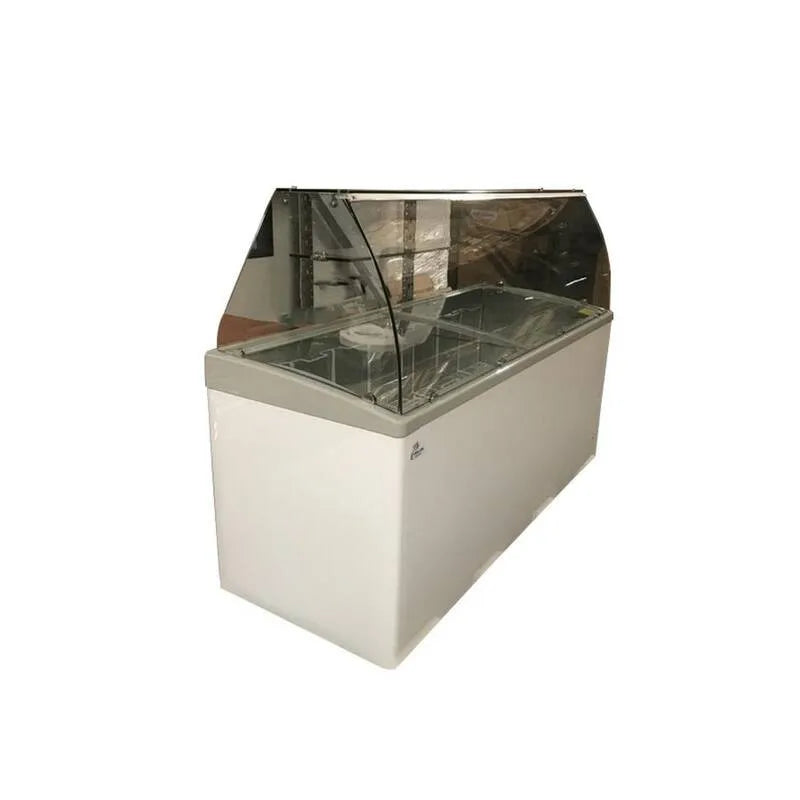 Cooler Depot, 72 po. W 19, 3 cu. ft. manuel de gelo de poitrine Gelato crème glacée affichage de cabinet congélateur avec verre en blanc, congélateurs commerciaux, 72 in, 19.3 cu. ft