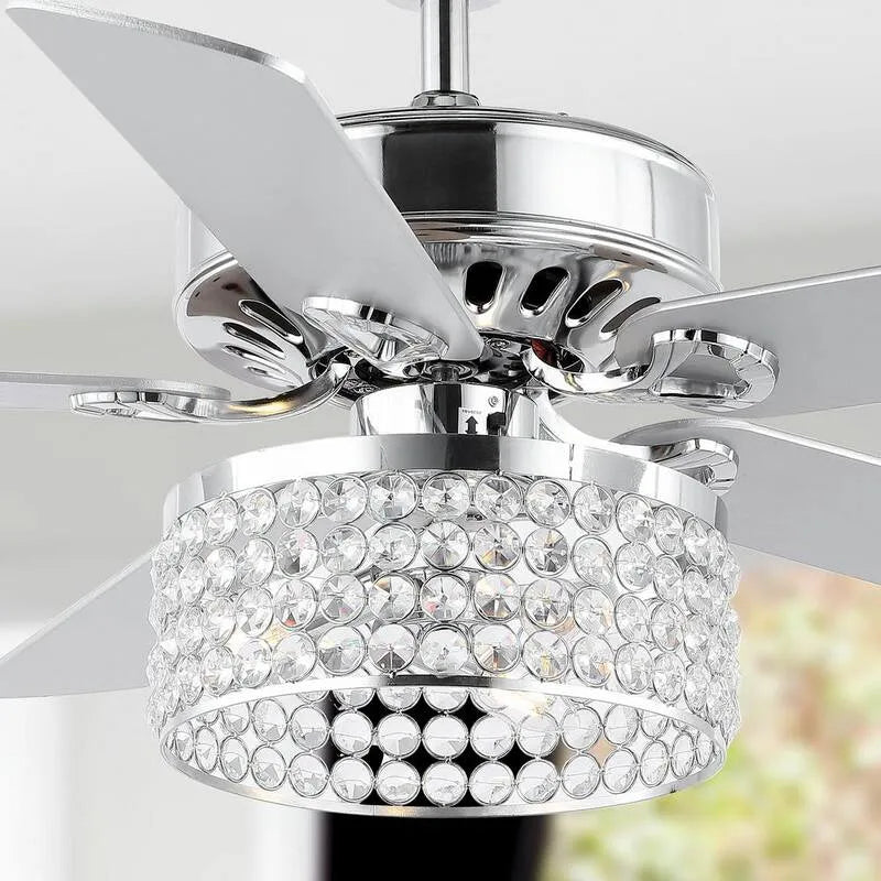 Ventilateur de plafond intérieur 3-éclairage, 52 po., Kristie, Avec télécommande, Chrome, Métal, 52 in