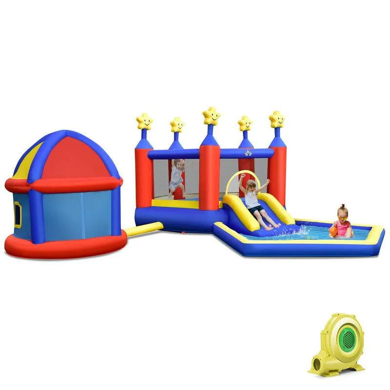 735, Château gonflable de diapositives enfants Bounce maison Bouncy avec grande zone de saut Playhouse et souffleur