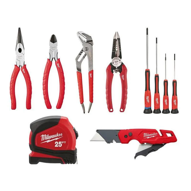 10 pièces Milwaukee 10 pièces, conception compacte et portable, 25 pieds, Compact Tape Measurement et FASTBACK pliant couteau utilitaire, 25 ft