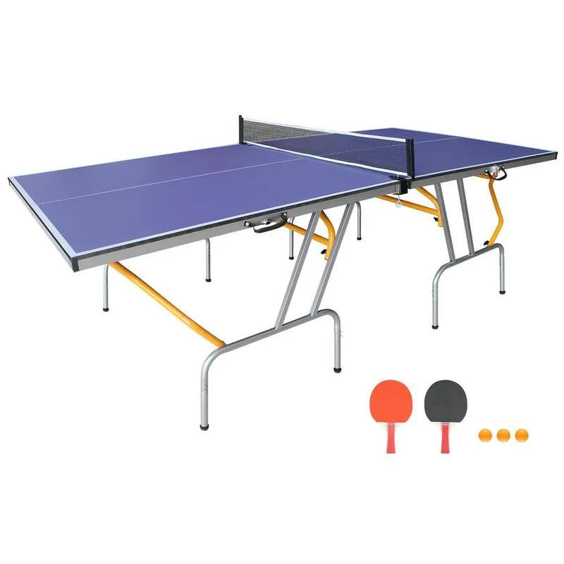 Table de tennis pliable de taille moyenne, design pliable, 8 pieds, 2 paddles et 3 boules pour l'extérieur intérieur, 8 ft