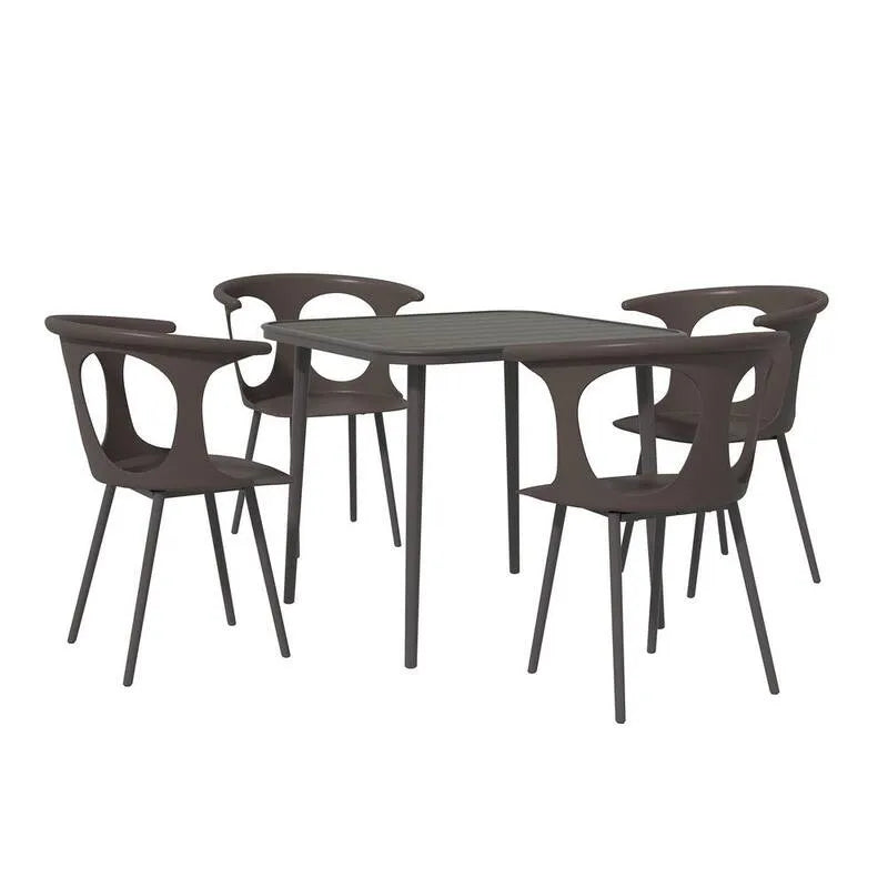 5 pièces Table à manger 5 pièces, aluminium, extérieur, métal