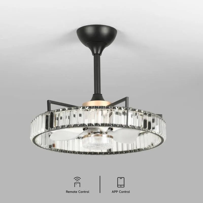Ventilateur de plafond, 21 po, Mont à rainure, Intérieur, avec télécommande, Noir, Dimmable, 21 in