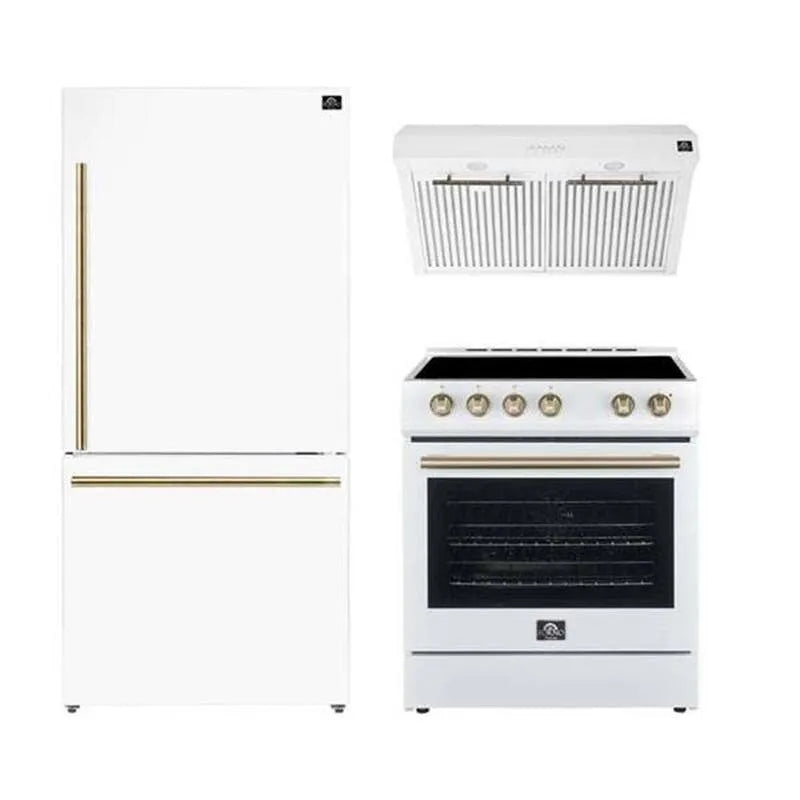 3 pièces Réfrigérateur 3 pièces, 30 po, 31 po, CuisineBundle LeonardoEspresso 30 po. BlancRange, 30 in, 31 in