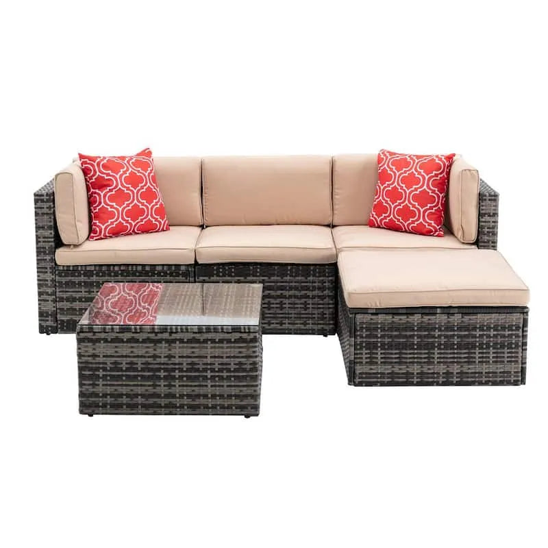 5 pièces Oreillers et 5 pièces, Oreillers et Table à café, Extérieur, Beige