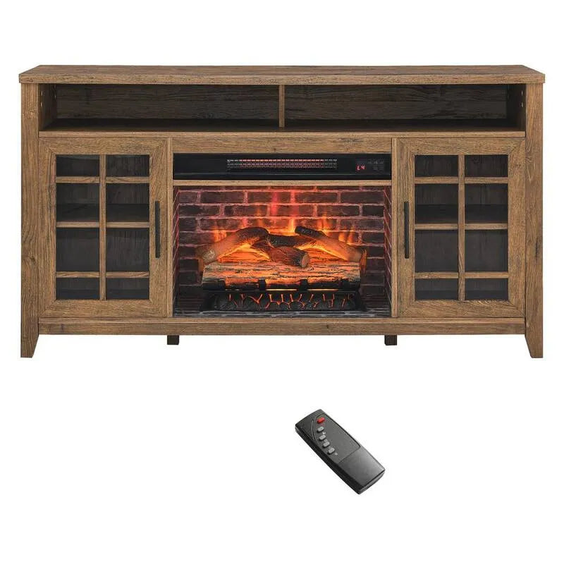 Edendirect, 55 po. Plaque de foyer électrique autonome KD Inserts Chauffe-glace en brun, Marron, Plaques TV, 55 in