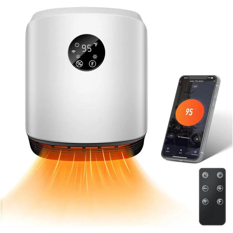 Chauffe-espace 1500-Watt, Wi-Fi, conception compacte et portable, Montable au mur, Technologie céramique, Mur monté, Intérieur
