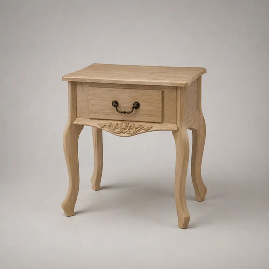 Table de chevet rectangulaire en bois et métal avec 1 tiroir, chêne clair, 50 × 35 × 60 cm