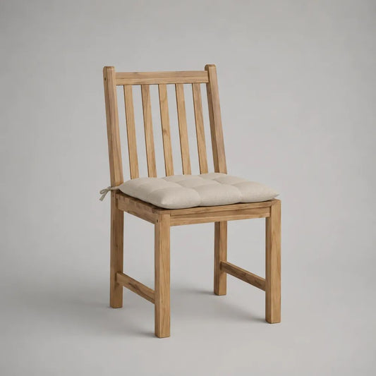 Chaise de jardin en acacia massif naturel avec coussin beige, 46 x 52 x 89 cm