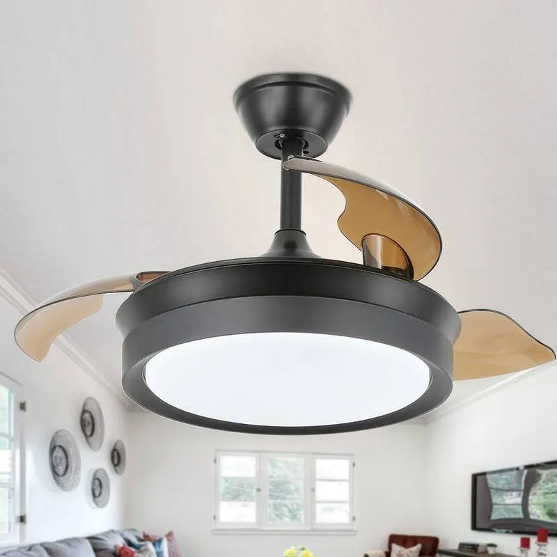 Ventilateur de plafond 6-vitesses, 36 po, Ventilateurs de plafond réversibles, Intérieur, avec lumière LED, Noir, 36 in