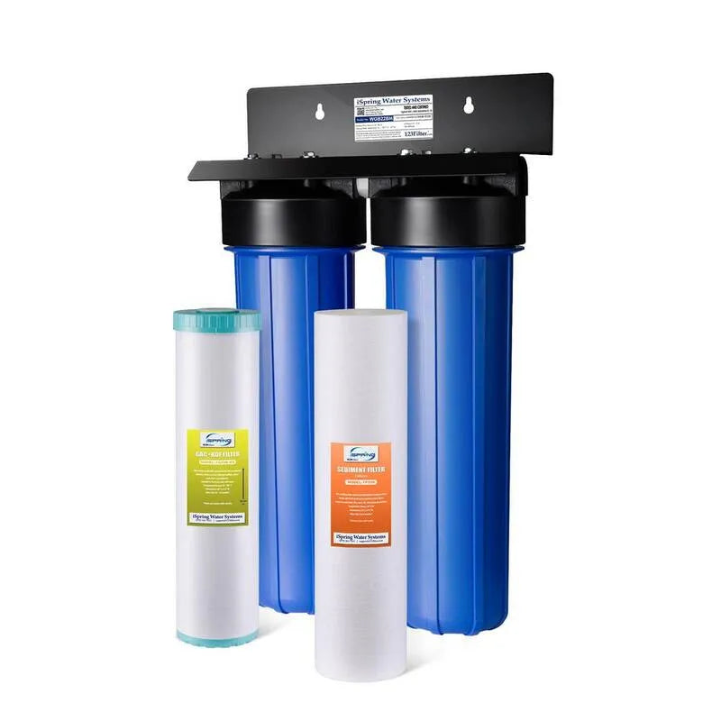 2-Stage Système de filtration d'eau de la maison entière, 2 étages, métaux lourds, sulfure d'hydrogène, bleu