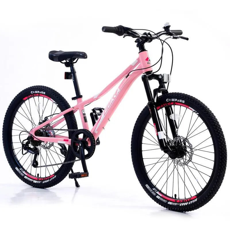 24 po, 24 po. Vélo de montagne en aluminium avec 7 vitesses en rose pour les filles et les garçons, 7 vitesses, 24 in
