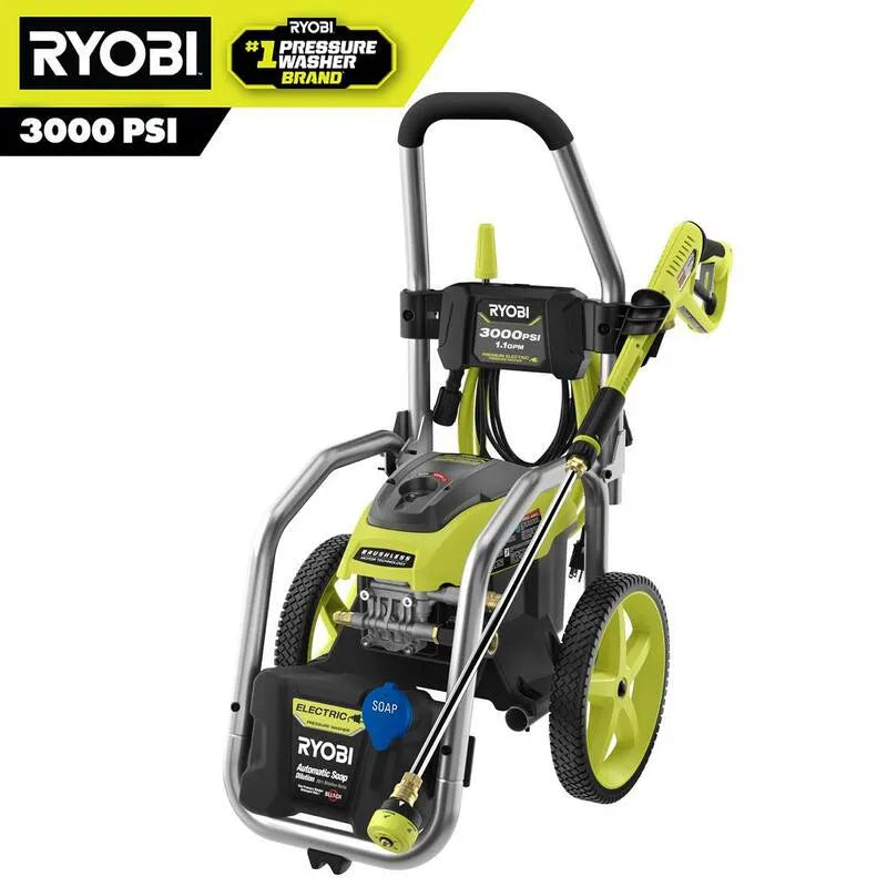 RYOBI, 3000 PSI, 1, 1 GPM, Nettoyeur haute pression électrique à eau froide