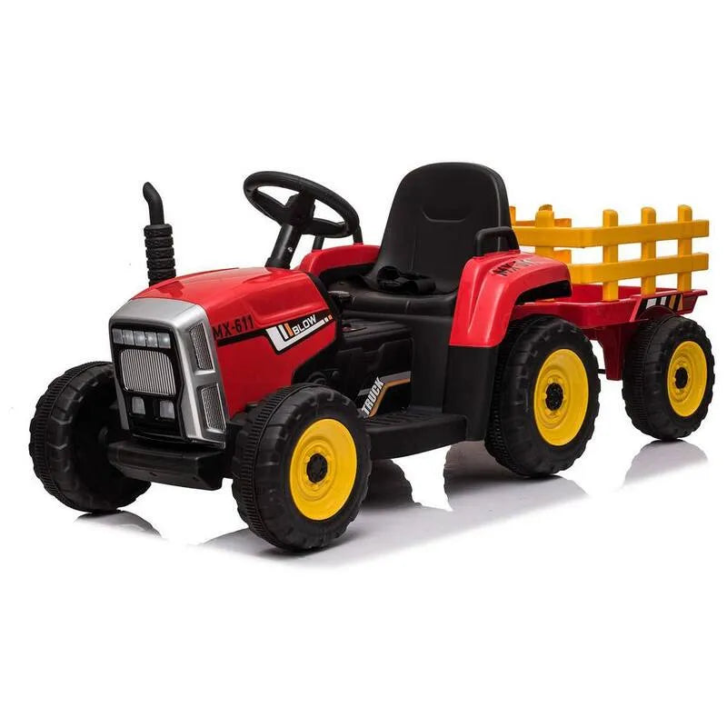 3-Gearshift, 12V, Jouet de véhicule électrique avec remorque et télécommande, Rouge