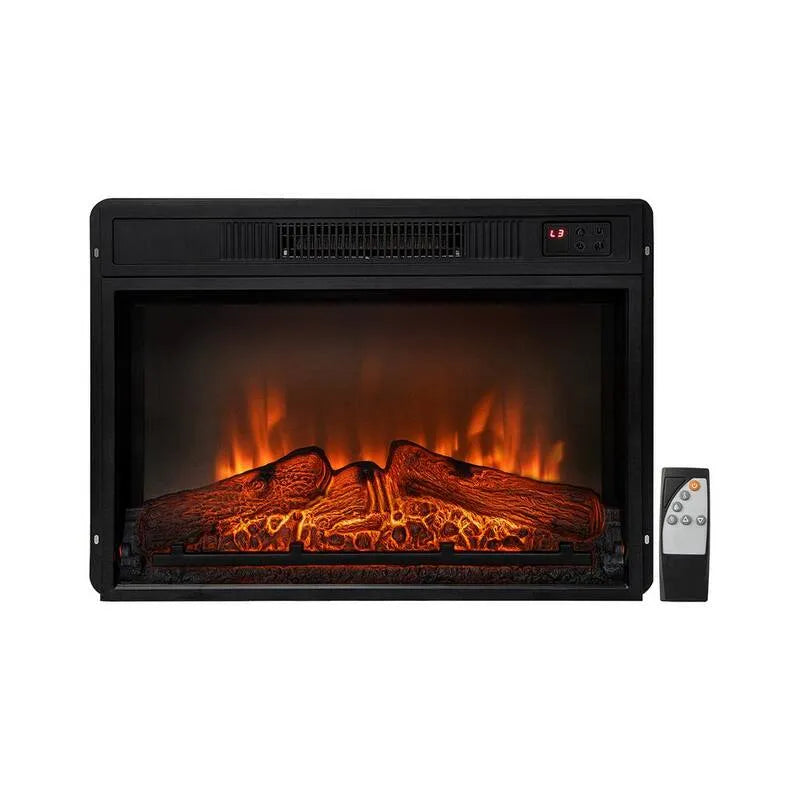Support de TV électrique de cheminée mur-mont, 25 po, 1400W, Télécommande, Installation intégrée, Noir, 25 in