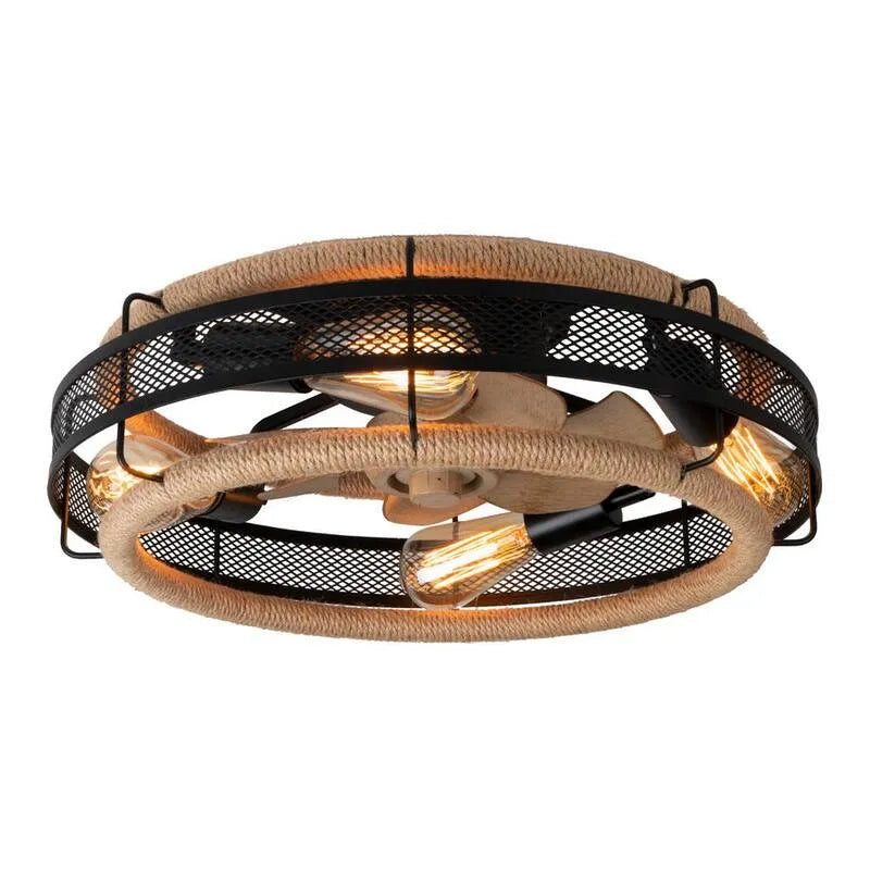 Ventilateur de plafond, 11. 02 po, Ampoule non comprise, avec télécommande, Intérieur, Noir, 11.02 in