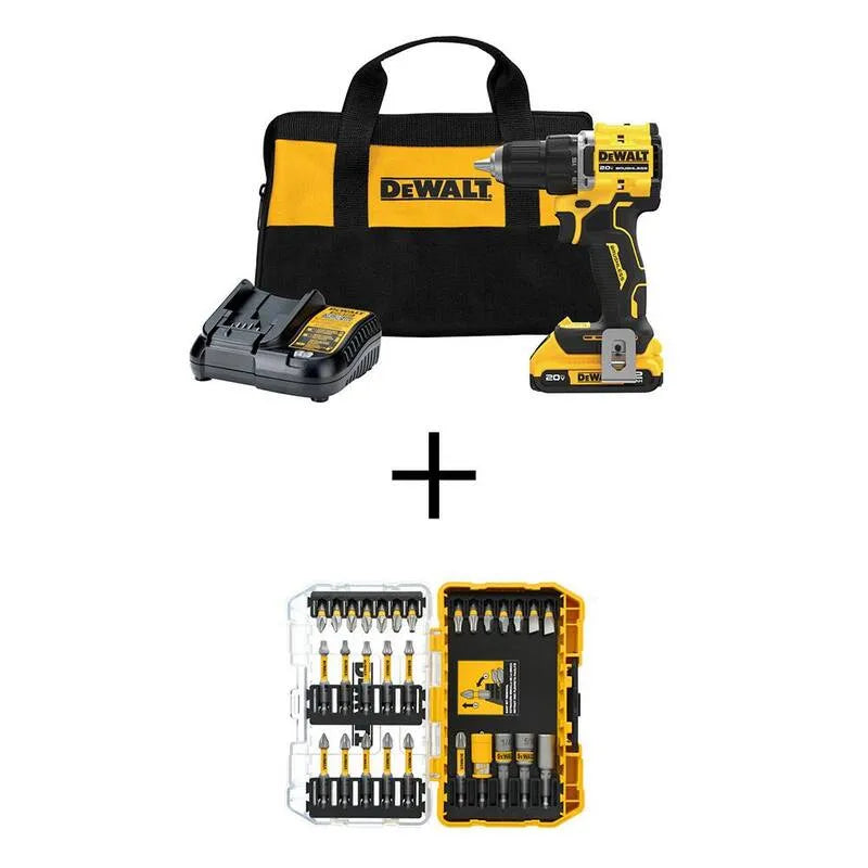 20-Volt Kit de pilote DEWALT 20 Volt, 1/2 po, conception sans fil, conception portable compacte, batterie 2Ah et chargeur, 2 in