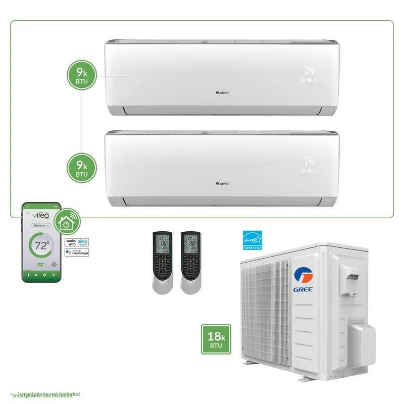 Mini système de fractionnement sans conduit Gen3, fonction de chaleur, cuisson double-coffre, 1, 5 tonne, 18000 BTU, 208-230-V, 18,000 BTU