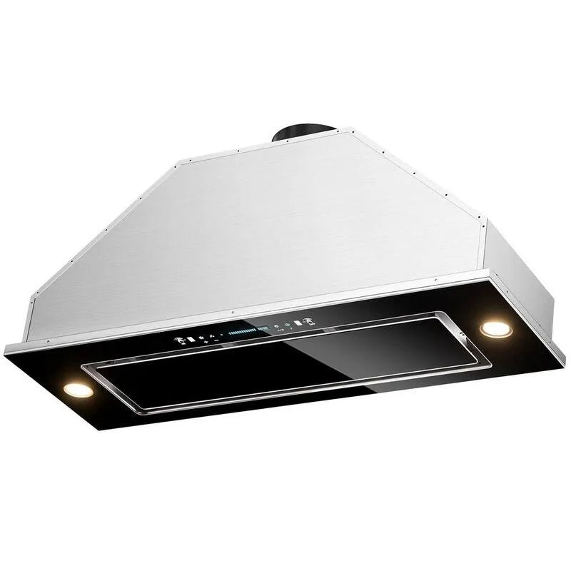 Hotte aspirante, Hotte de gamme, commandes tactiles, acier inoxydable, installation intégrée, 600 CFM, 36 po, filtre permanent avec verre noir, 36 in