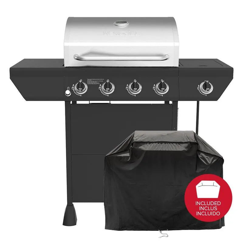 Grille à gaz de propane de combustion 4-Burner, acier inoxydable, propane liquide, noir