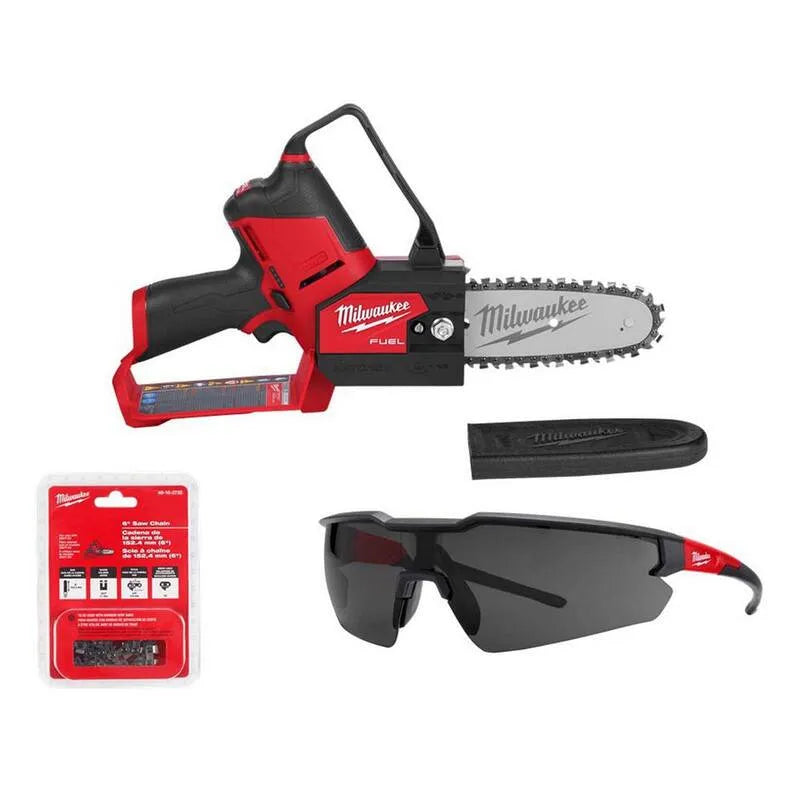 Milwaukee FUEL 6 M12 tronçonneuse, 6 po, 12V, Chaînée et verres de sécurité teintés, sans brosse, 6 in