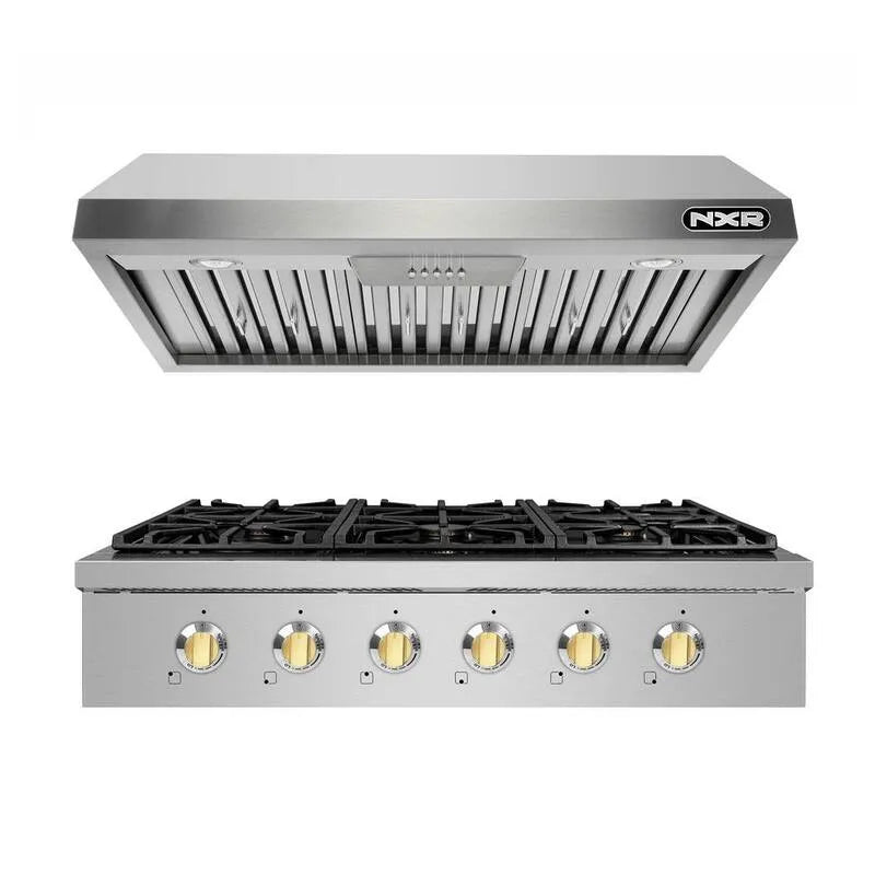 Cuisinière à gaz, Acier inoxydable, Propane liquide, 36 po, 6 brûleurs, Entree, Or, 36 in